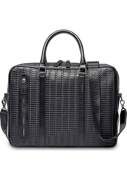 Deri Laptop Çantası -Siyah Sepet Dokulu