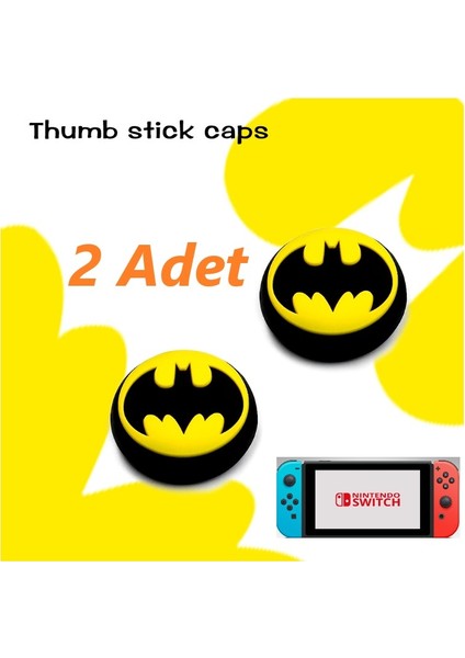 Nintendo Switch 2 Adet Batman Kabartma Desenli Analog Başlığı