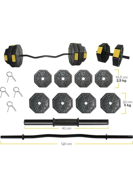 Tan Spor 30 kg Dambıl-Dumbell-Ağırlık-Halter–full Kısa Bar + Düz Bar + Z Bar Seti fiyatları