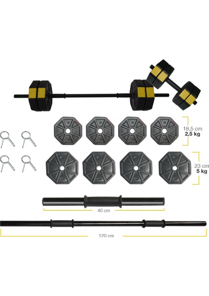 Tan Spor 30 kg Dambıl-Dumbell-Ağırlık-Halter–full Kısa Bar + Düz Bar + Z Bar Seti modelleri