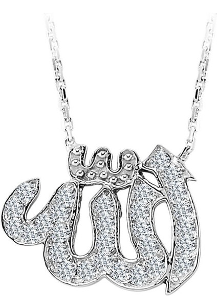 Pırlanta Taşlı Allah Yazılı Kolye 0423P0010