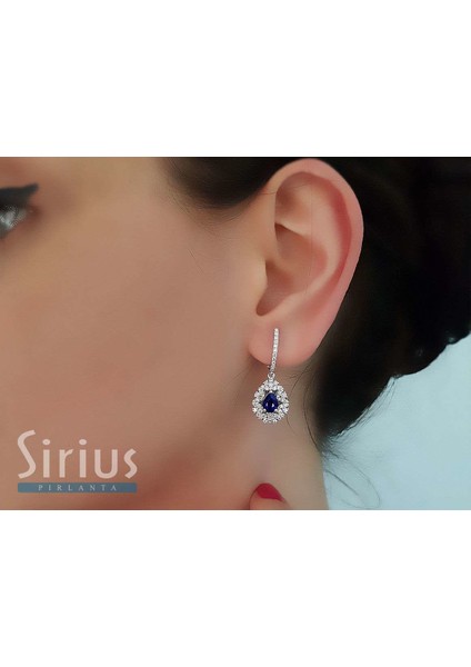 Pırlanta ve Damla Safir Taşlı Anturaj Küpe 0423E0021 fiyatları