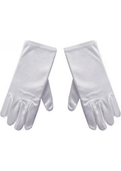 Beyaz Renk Çocuk Boy Likralı Pandomim Eldiveni