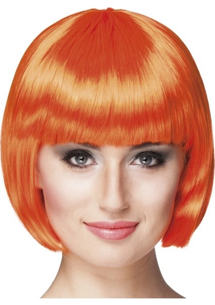 Turuncu Renk Parti Peruğu Küt Saç