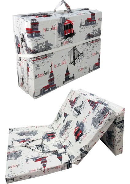 Katlanır Yatak Kamp Yatağı Yer Yatağı Sünger Yatak Tek Kişilik 80X180 cm Istanbul Desen modelleri