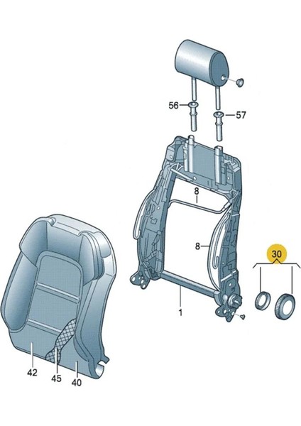 Vw Tiguan 2008-2015 Koltuk Sırt Ayar Kolu Makarası Gri 8K0881671