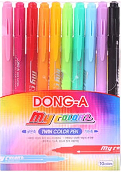 Dong-A My Color2 Çift Taraflı Keçeli Kalem 10'lu Set