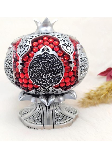 Bereket Duası Nar Ayet Taşlı Elişçiliği Nar Biblo Masaüstü Nar Obje Gümüş Renk modelleri