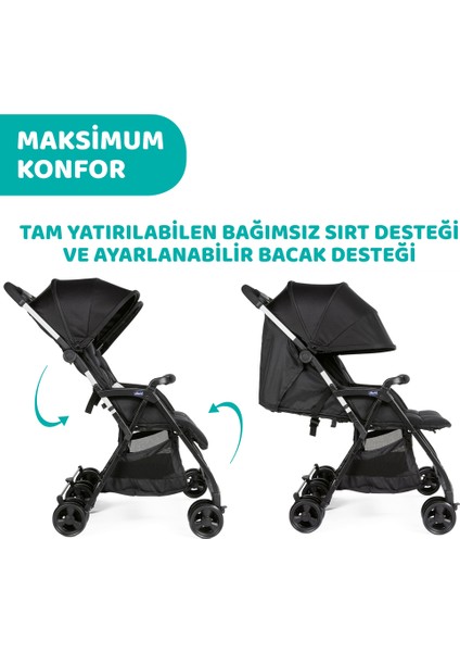 Ohlala 2 Twin Ultra Hafif Ikiz Bebek Arabası / Black Night