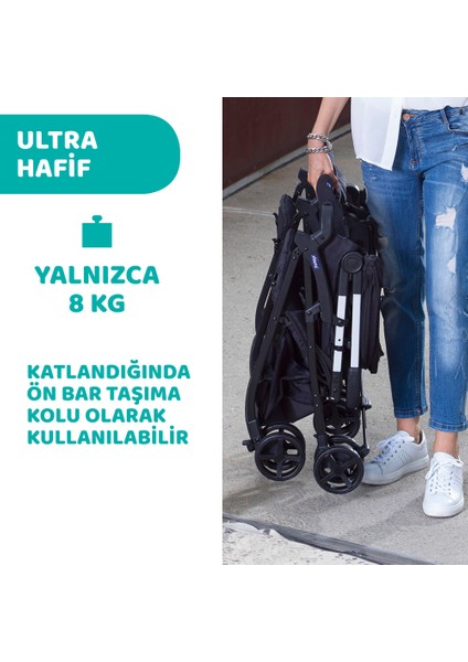 Ohlala 2 Twin Ultra Hafif Ikiz Bebek Arabası / Black Night