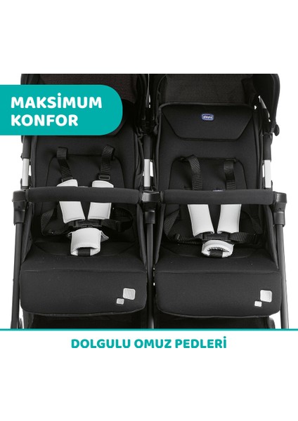 Ohlala 2 Twin Ultra Hafif Ikiz Bebek Arabası / Black Night