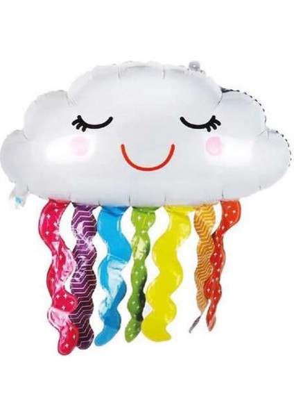 Mutlu Bulut Folyo Balon Renkli Püsküllü 75 cm