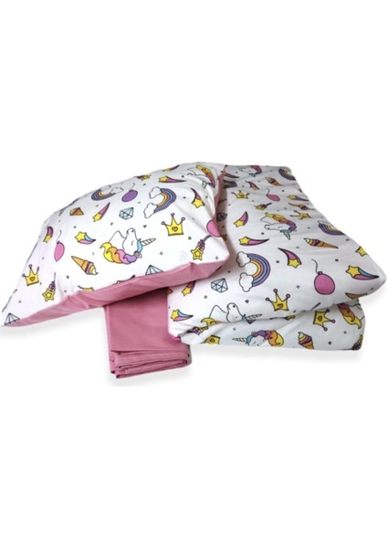 Pamuklu Bebek/Çocuk Yastık Çarşaf Yorgan Unicorn/pembe