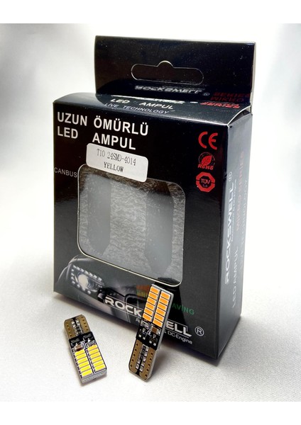 LED Ampul T10 Tipli 24 LED Plaka/bagaj/torpido/park Aydınlatmalarında Uygundur Sarı Renk