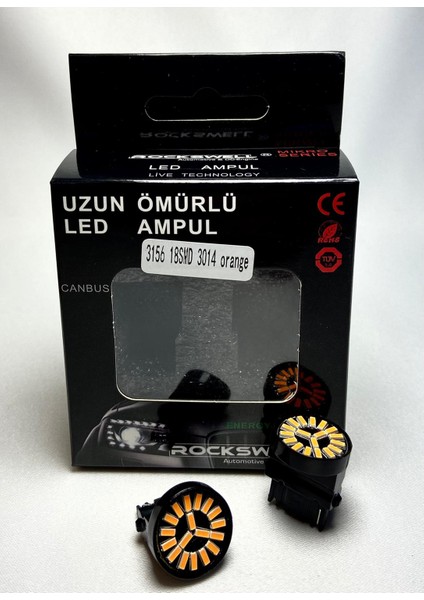 3156 18 Smd 3014 LED Ampulü Geri Vites/plaka/sinyasl/stop Turuncu Renk