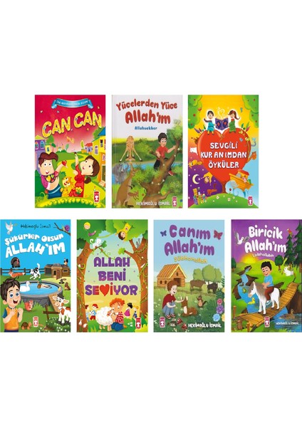 Timaş Dini Masal Seti 7 Kitap Ciltli ( Canım Allahım Sübhanallah-Allah Beni Seviyor-Şükürler Olsun Allah'ım-Sevgili Kur'an'ımdan Öyküler-Yücelerden Yüce Allah'ım-Can Can-Biricik Allahım