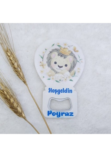 30 Adet Aslan Baskılı Balon Açacak Magnet 11X7 cm Uv Bebek Magnetleri Bebek Şekeri
