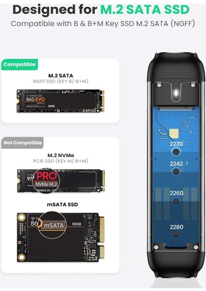 M.2 Sata SSD Ngff Usb-A Usb-C 3.1 Gen 2 Key B / B + M Disk Kutusu