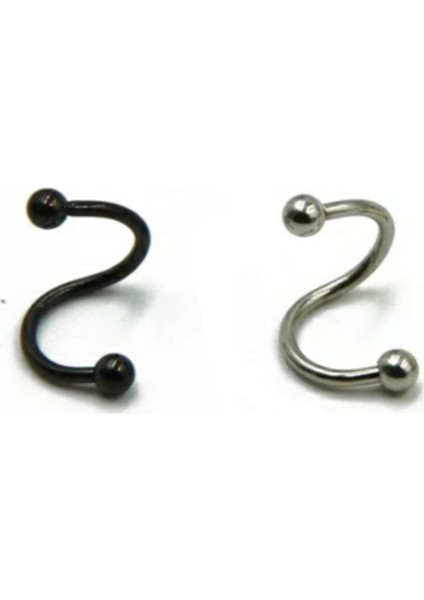 2 Adet Spiral Burgu Model Titanyum Piercing