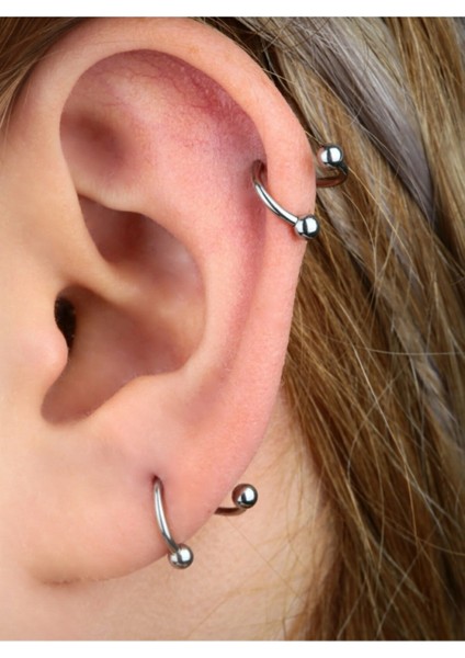 2 Adet Spiral Burgu Model Titanyum Piercing