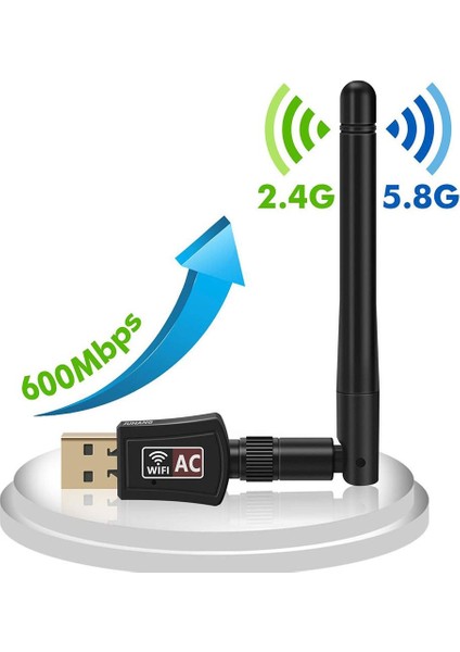 DB600AC Dual Band 600MBPS USB Wifi Kablosuz Alıcı Ağ Adaptörü