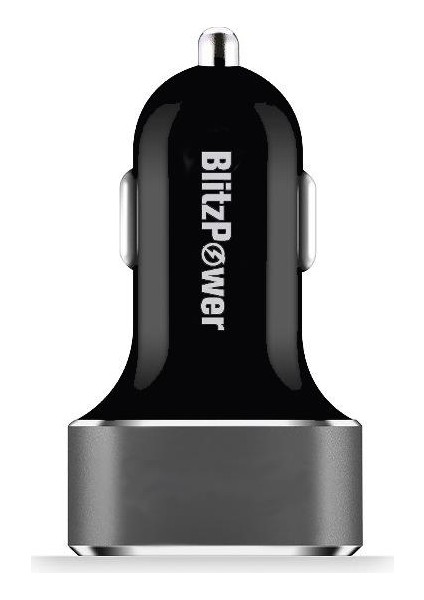 Blitzpower Çift USB Çıkışlı 2.4A Universal Hızlı Araç Şarj Cihazı Gümüş