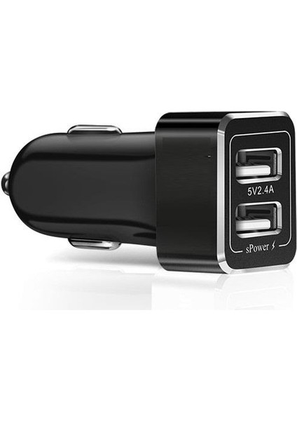 Blitzpower Çift USB Çıkışlı 2.4A Universal Hızlı Araç Şarj Cihazı Gümüş