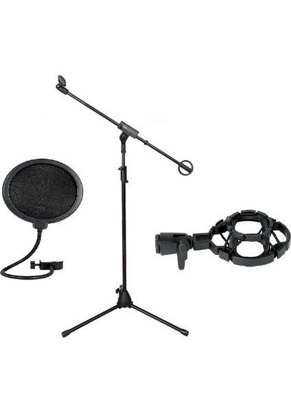 Set-1 Mikrofon Standı + Stüdyo Pop Filtre + Shock Mount