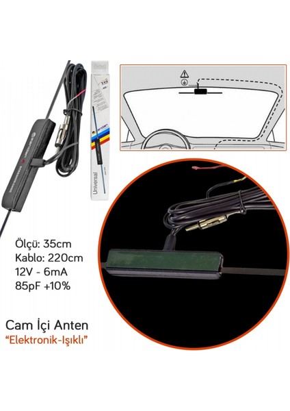 Y-400 Elektronik Cam İçi Anten Işıklı BR0035001