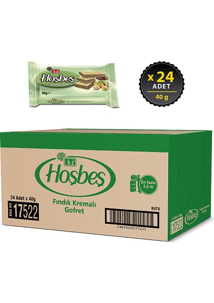 Hoşbeş Fındık Kremalı Gofret 40 g x 24 Adet