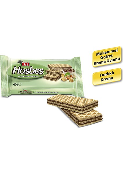 Hoşbeş Fındık Kremalı Gofret 40 g x 24 Adet