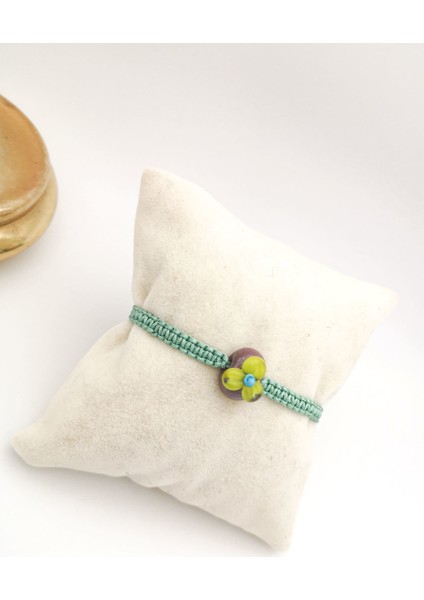 Gri Murano Çiçek Makrome Örgü Bileklik Ipli fiyatları