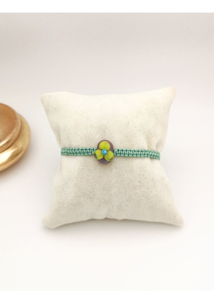 Gri Murano Çiçek Makrome Örgü Bileklik Ipli modelleri