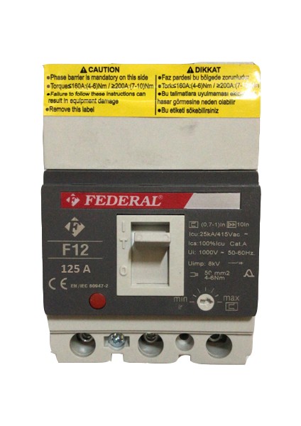 Federal, Kompakt Şalter F12 125A 25KA, 9AR-TSS43-0128
