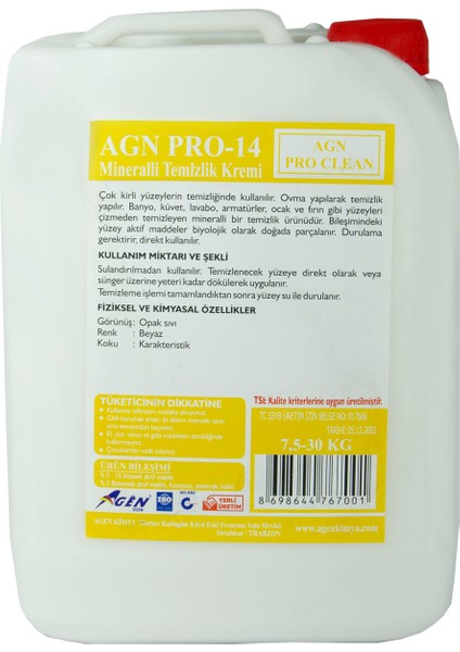 Mineralli Temizlik Kremi 7,5 kg