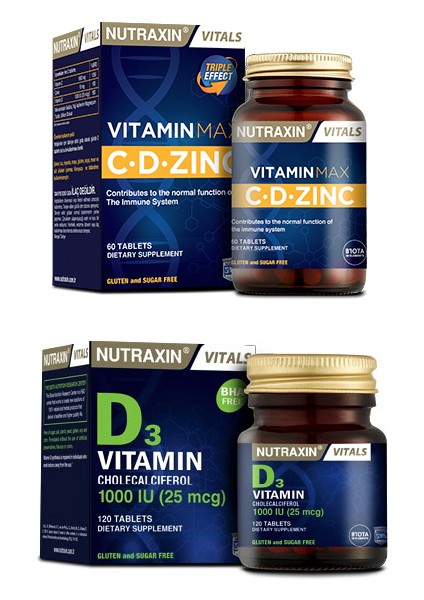 Vitamin Max ( C Vitamini ,d Vitamini ve Çinko Takviyesi ) 60 Tablet + D3 Vitamini 1000 Iu 120 Tablet