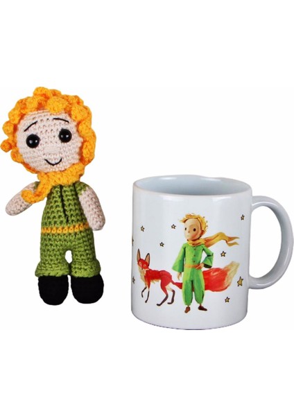 Küçük Prens Ikili Set Amigurumi Küçük Prens 16 cm Oyuncak Küçük Prens Kupa Seti