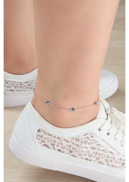 Gümüş Rose Nazar Boncuklu Halhal