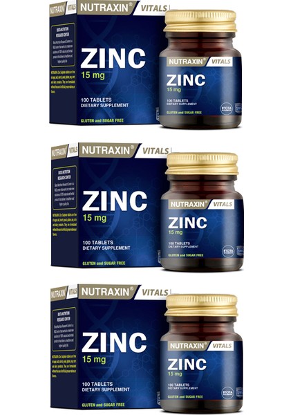 Zinc Sulphate 15 Mg 100 Tablet X3 Adet (Çinko Takviyesi)