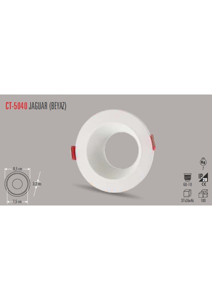CT-5040 Jaguar Yuvarlak Spot(Beyaz Kasa)(Ampulsuz) Cata fiyatları
