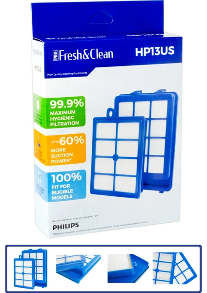 Pro Fresh & Clean Philips Fc 9912 Marathon Ultimate Uyumlu Ön ve Arka Hepa Filtre Seti