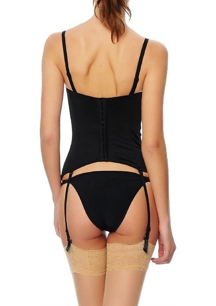 9265 Desenli Kumaşlı Uzun Büstiyer - Siyah fırsatları