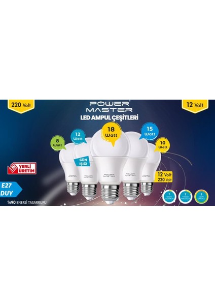 10WATT Dc 12VOLT Beyaz LED Ampul