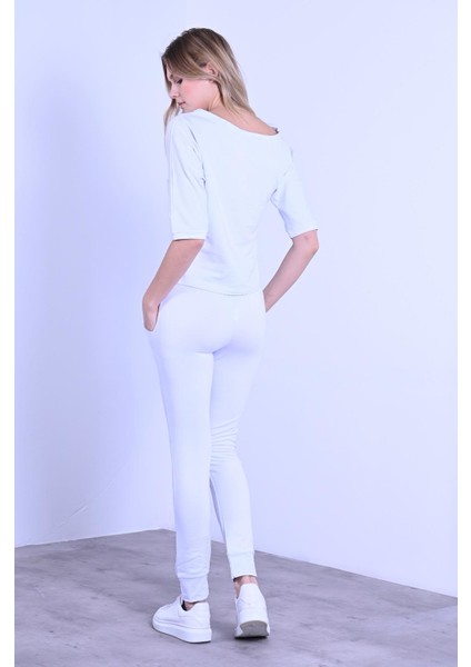 Yazı Baskılı Kısa Kollu Eşofman Takımı 9049 fiyatları