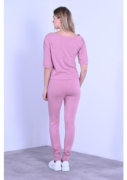 Yazı Baskılı Kısa Kollu Eşofman Takımı 9049 modelleri