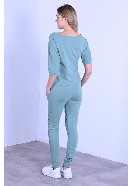 Yazı Baskılı Kısa Kollu Eşofman Takımı 9049 indirimleri