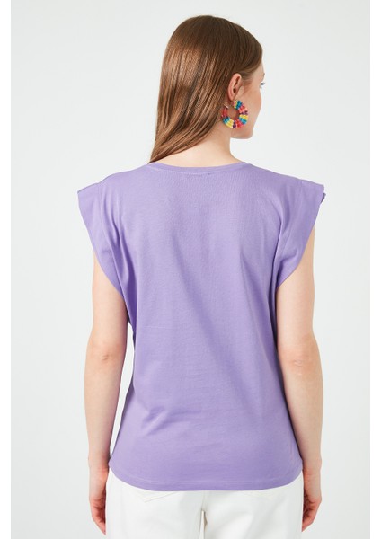 Bisiklet Yaka % 100 Pamuk T Shirt Kadın T SHİRT 5864019