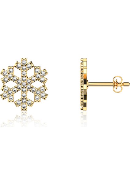 Altın Kaplama Gümüş Kar Tanesi Küpe