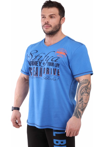 Erkek T-Shirt Pamuklu V Yaka Stilya 2904