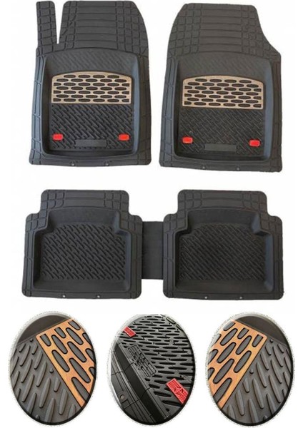 Honda Civic 2001-2005 Uyumlu Ekstra Kanallı Havuzlu Paspas Seti Krom Meşe 4d